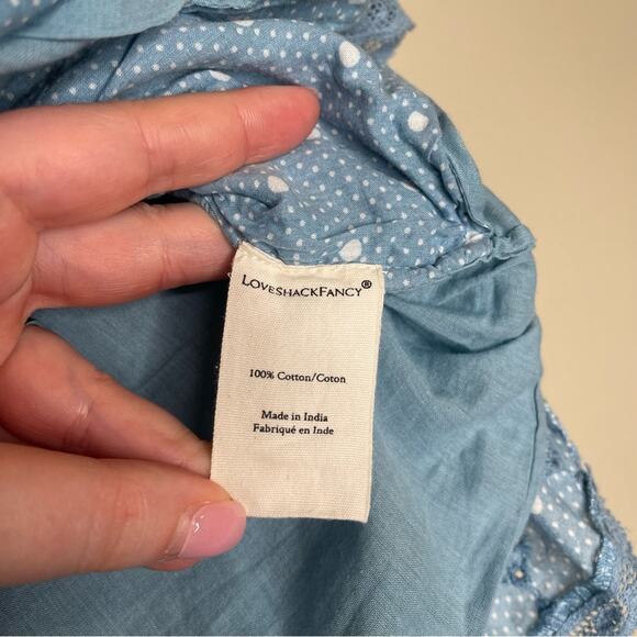 LoveShackFancy Adia Ruffle Mini Skirt in Blue Polka Dot XS - Picture 11 of 12